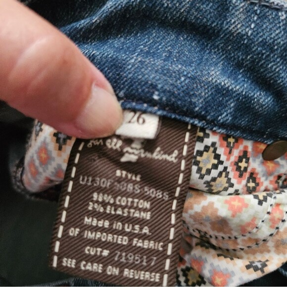 7 For All Mankind Jeans Women's Sz 26 A-Pocket Flare Low Rise Denim 27X31 GUC - Picture 8 of 10